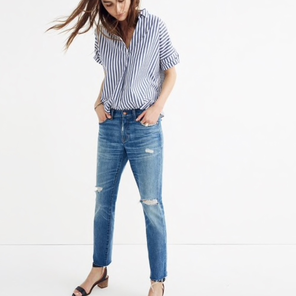 Madewell Raw Hem Slim Boy Jean Distressed Size 29